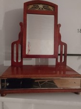 Biedermeier Schminkspiegel Tischspiegel Schublade Psyche schwenkbar Holz 19.Jhd.