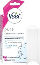 3x Veet PURE Kaltwachsstreifen  – Anwendung für Gesicht  – 60 Stück Neu (185)