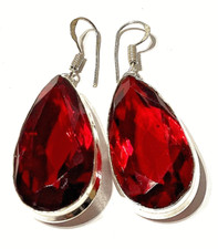 MOSAMBIK G R A N A T Edelstein 925 Sterlingsilber Schmuck Ohrringe