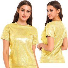 Damen Metallic Top Oberteil