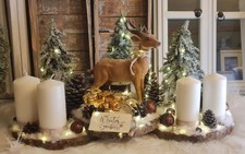 ? XXL Rustikal Weihnachten Hirsch Bäume Advent Adventskranz LED Holz Kerzen?