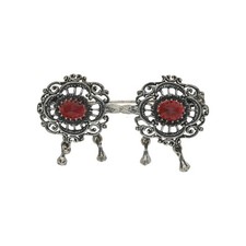 Trachten Brosche 835/000 Silber, geschwärzt, mit Granat, getragen 25322265