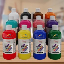 ACRYLFARBEN-SET Malfarben für Papier, Leinwand, Holz Verschiedene Farben je 500g