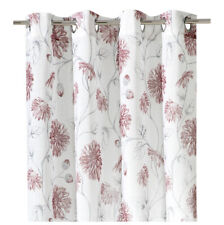 heimtexland ® Ösenschal Natur Leinen Optik Blumen Rot 245x140 Vorhang Typ649