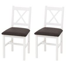 B-Ware 2er-Set Esszimmerstuhl MCW-F77, Massiv-Holz, weiß Polster schwarz