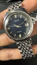 Vintage Newton Automatic Herren Uhr Stahlband Blaues Zifferblatt Datum Sammler