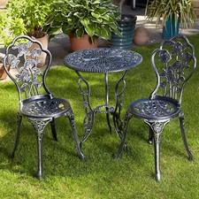 Bistro Set Outdoor Terrasse Gartenmöbel runder Tisch und 2 Stühle Metallgestell