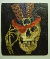 Deko HDF - Tod Skelett Schädel Zylinder Mieder Monokel