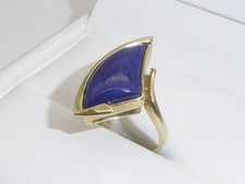 Ring 333 Gelbgold 8K Gold 4,4 g Goldring Blau Lapis Lazuli RG 53 - 16,8 mm 9525