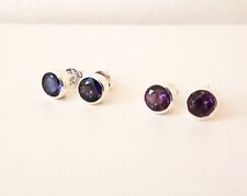 Amethyst , Iolit Ohrringe , Silberohrstecker mit Amethyst oder Iolit