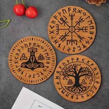 6x Wikinger Holz Untersetzer