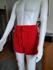 Mohair Hose  Shorts Handgestrickt Rot