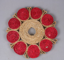 Topfuntersetzer Untersetzer Bast Rund 70er Jahre Vintage