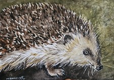 Aquarell Bild ORIGINAL Gemälde Malerei "Igel"  Vogel Aquarell Tier Unikat