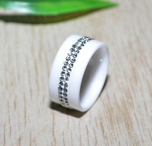 Keramik ring strass silber - keramik,