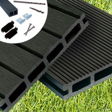 WPC Terrassendielen Komplettbausatz Grau Komplettset Anthrazit Holz Diele 2,90 m