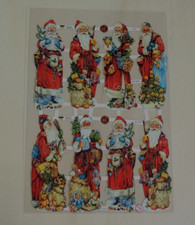 1x Poesiebilder  Weihnachten 7379 Weihnachtsmann Oblaten Glanzbogen Nostalgie