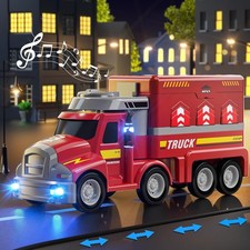 9 in 1 Transport Truck Autos Feuerwehrwagen LKW für 2 Jahre Kinder Spielzeug