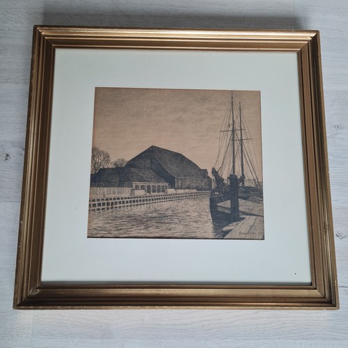 Adolph larsen radierung - larsen, hafen