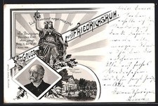 Lithographie Friedrichsruh, Hotel und Pension Werner, Otto von Bismarck 1897 