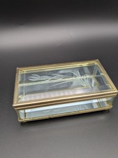 Art Déco Glas Schmuckschatulle 1930–50er – facettiertes graviertes Glas Vintage