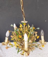 schöne alte Venezianische Florale Metall  5flamige Deckenlampe  53x 53cm  Italy