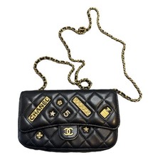 CHANEL Wallet On Chain Schultertasche Schwarz Leder