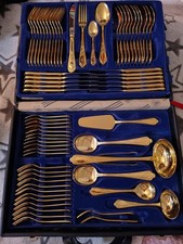SBS Solingen Besteckset 12 Personen, 70tlg, 23/24 Karat, Hartvergoldet, Gold