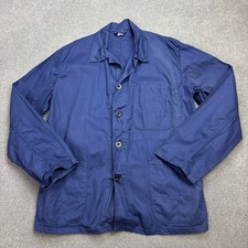 Französische Jacke Erwachsene Large blau Vintage Fischgrät Sanfor Workwear Ch...