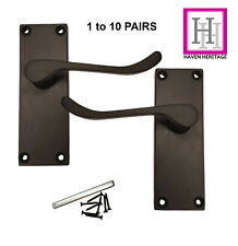 Matt schwarz Türgriffe viktorianischer Dekupierhebelverriegelung - Rückplatte 118 mm x 40 mm