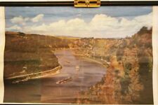 Schulwandkarte Rollkarte Lehrtafel Loreley Fluss Schiffe Berge 