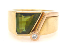 CADEAUX Größe 60 Ring 750 GOLD 18 Karat Gelbgold bague Peridot Diamant G3826/25