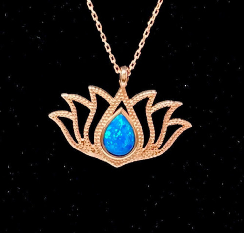 Opal lotusblume halskette 925 - lotusblume,