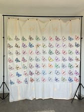 Vintage Bettüberwurf Tagesdecke Patchwork mit Applikationen Schmetterlinge USA