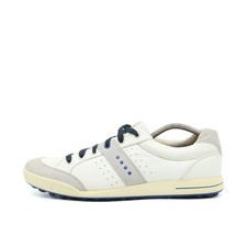ECCO Herren Multinoppen Golf Sneaker Schnürschuhe Weiß Blau Grau Leder EU 45