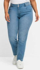 Damen Jeanshose Slim Fit Gerade Stretch Jeans  Zierband light blue Gr.44/46 NEU