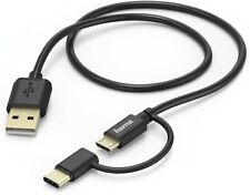 Hama USB C  Ladekabel, 2in1-Micro-USB-Kabel mit USB-C Adapter, 1m , 00178327