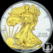 AMERICAN SILVER EAGLE vergoldet - USA 2023 - 1 Oz Silber 999 - 1 Dollar - BU