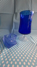 Kobalt-Blaue Glas Vase  21 cm