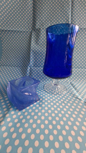 Blauer glas kelch vase - glas, kelch,
