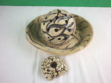 Teelicht Windlicht mit Teller Kerzenhalter Ton Handarbeit wa31