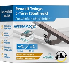 ANHÄNGERKUPPLUNG für Renault Twingo 98-07 starr GDW +7pol E-Satz ABE