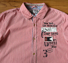 100%ORIG CAMP DAVID BLUE LINE MUSCLE FIT HEMD SHIRT ROT WEISS GR.S CCU-5555-5726