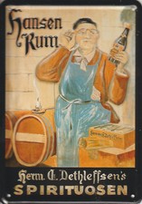 Blechpostkarte - Hansen Rum - Mostalgiekarte 10 x 15 cm - Neuwertig