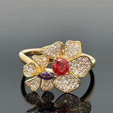 RING GR. 20 (CA.63) GELBVERGOLDET MIT ZIRKONIA SCHMUCKJAGD