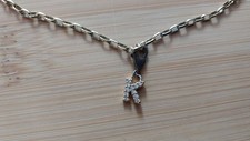 Halskette Silber mit Buchstabe K Anhänger Zirkonia Steine Silberkette Initialen