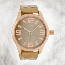 Oozoo Leder Damen Uhr C1151 Analog Quarzuhr Armband sand Timepieces UOC1151