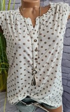 Lascana Shirt Top Viskose Gr. 44/46 bis 56/58 Kurzarm weiß gepunktet (6 854)