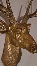 Wanddekoration Hirschkopf Geweih goldfarbig  Polyresin 55 cm hoch ! Wandskulptur