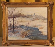 Kleines Ölgemälde Winterlandschaft Russland 1994
